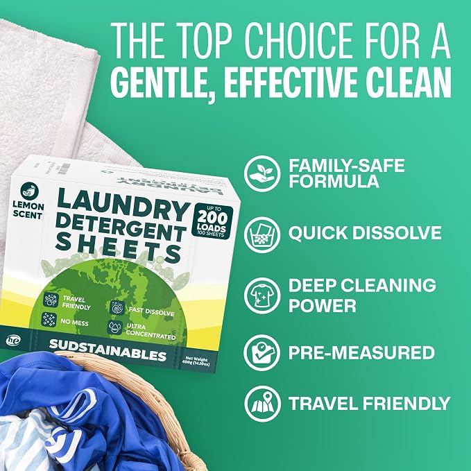 Sudstainables Laundry Detergent Sheets 200 Loads – Dissolvable Laundry Sheet - Image 2