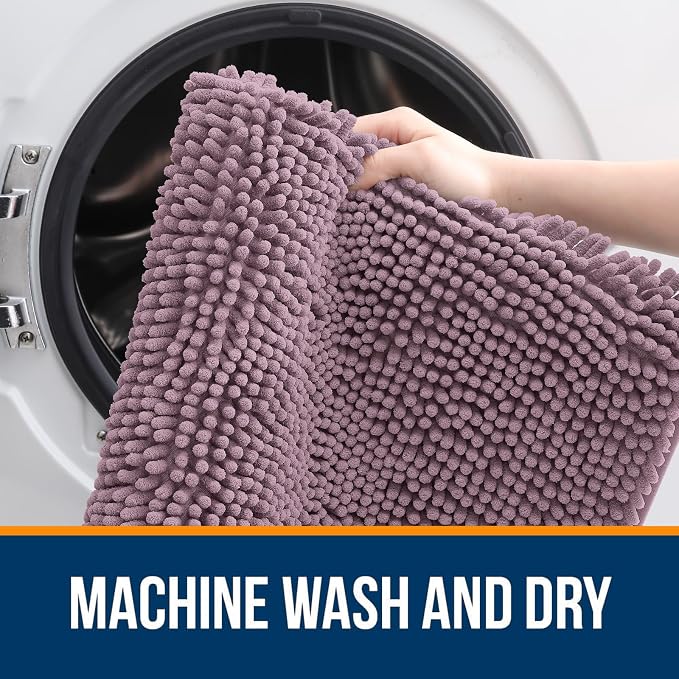OLANLY Bathroom Rugs 47x17, Extra Soft Absorbent Chenille Bath Rugs, Rubber - Image 5
