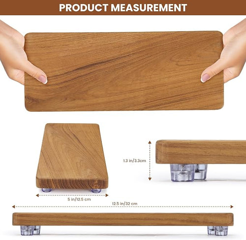 12.6"x5" Solid Teak Wood Riser & Tray - Image 2