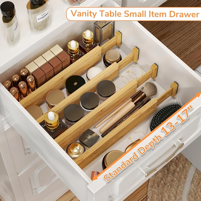 BAMEOS Drawer Divider, Expandable Bamboo Separators Adjustable Utensil Knife - Image 5