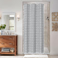 MitoVilla Tan Boho Small Stall Shower Curtain 36 x 72, Narrow Polyester Linen by MitoVilla