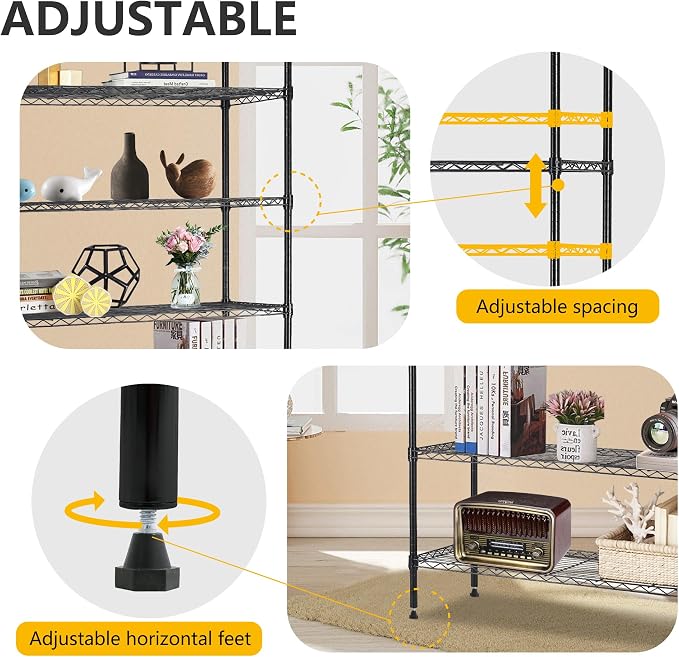 BestOffice | 6-Tier Wire Storage Shelves | 42x16x72 | Black | - Image 5