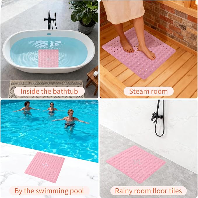 Anti-Slip Bathtub Shower mat, 20.8×20.8（Approximately 53×53cm） inch Soft - Image 6