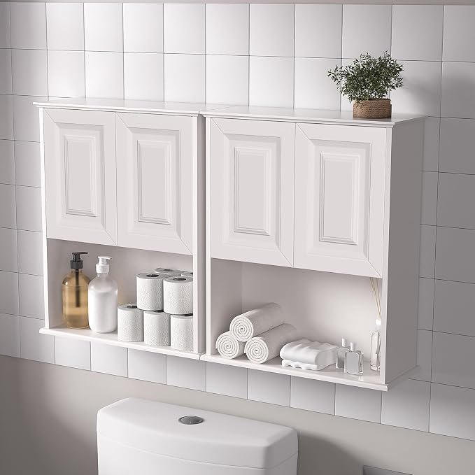 White Bathroom Wall Cabinet, Over The Toilet Storage Cabinet, Bathroom and - Image 6