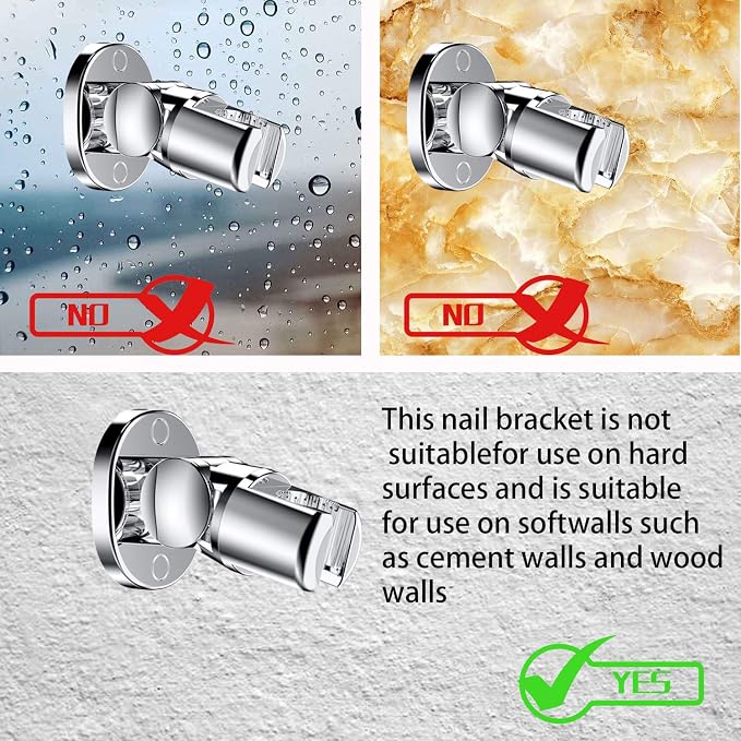 Shower Head Holder Wall Mounted, Screw Mounted Shower Spray Holder, Adjustable - Image 6