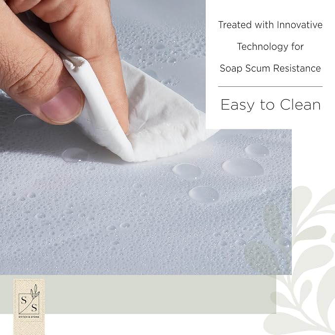 Stitch & Stone Shower Curtain Liner, Premium Medium Weight Durable Waterproof - Image 3