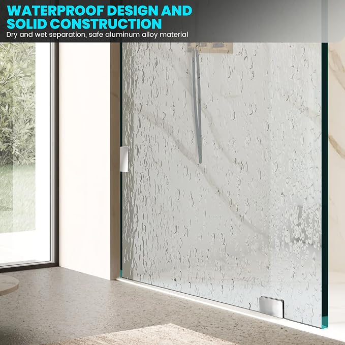 34" W ×78" H Shower Glass Door, Bathroom Framless Glass Shower Panel Door - Image 4