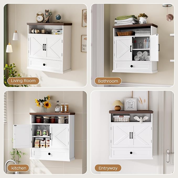 Bathroom Wall Cabinet, Farmhouse Wall Mounted Medicine Cabinet - Image 7