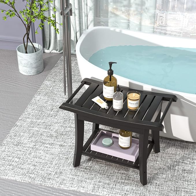Bamboo Shower Stool Bench Waterproof - Image 8