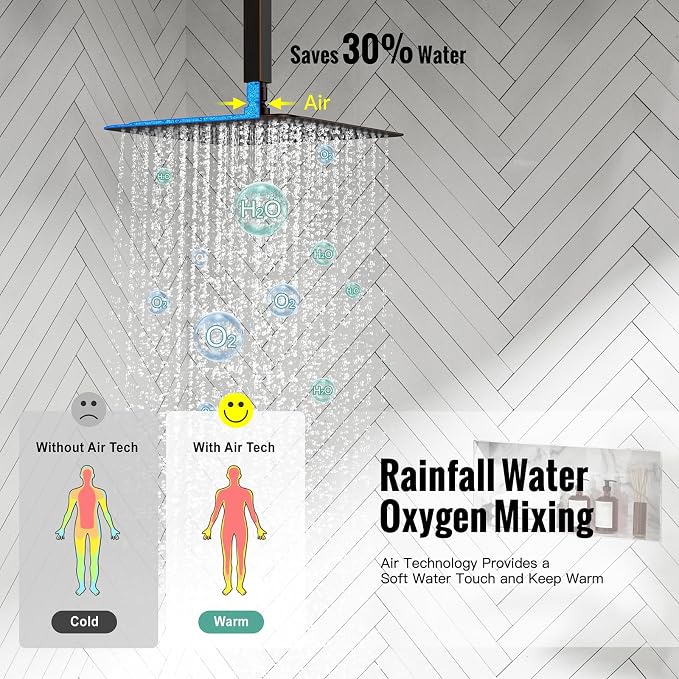 SR SUN RISE 12 Inch Oil Rubbed Bronze Shower System Brass Bathroom Luxury Rain - Image 3