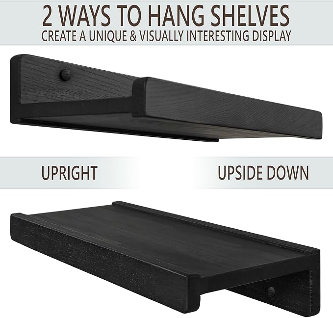 Wood Wedge Floating Shelves for Wall 24 inch, Photo & Picture Ledge, Kids Book - Image 4