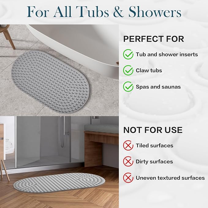 Silicone Bath Mat for Tub Non Slip, Bubble Massage Anti Slip Shower Mat - Image 7