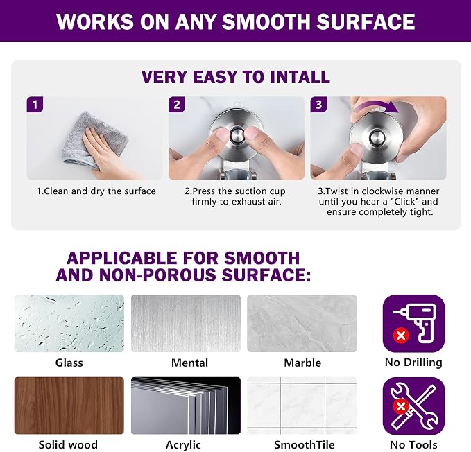 JOMOLA Suction Cup Shower Holder, Adjustable Stainless Steel Shower Head Holder - Image 4