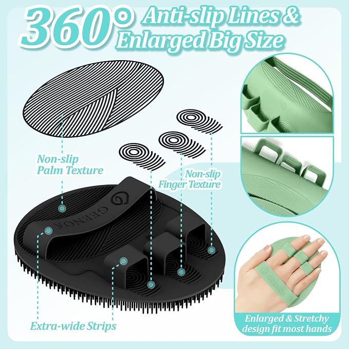 Soft Silicone Bath Gloves 2PC, 360° Anti-Slip & Enlarged Silicone Body Scrubber - Image 4