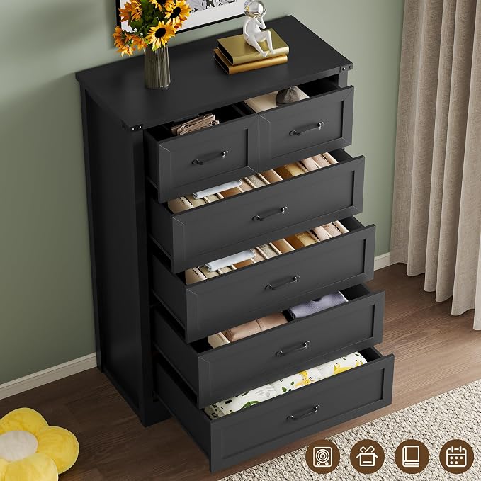 Tall 6-Drawer Dresser for Bedroom, Modern Wooden Chest of Drawers - Image 4