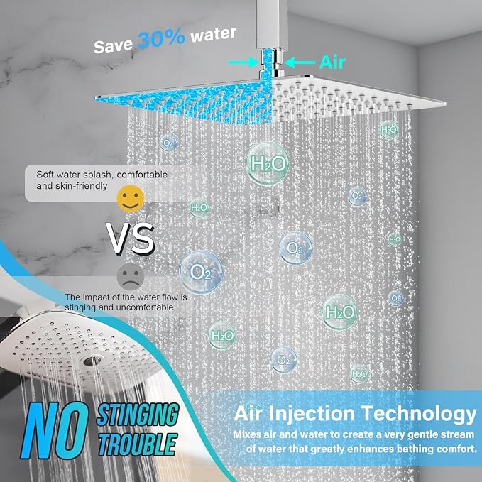 Deluxe Shower Faucet Set, Rain Shower System, 10 inch Ceiling Shower Faucet - Image 3