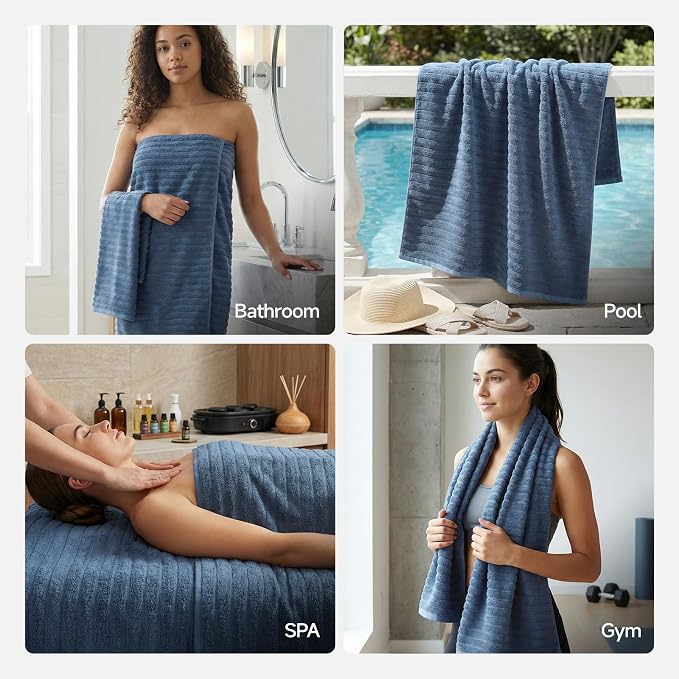 REDKISS 2 Pack Large Bath Towels 31×63 inches, 100% Cotton, Super Soft and - Image 7