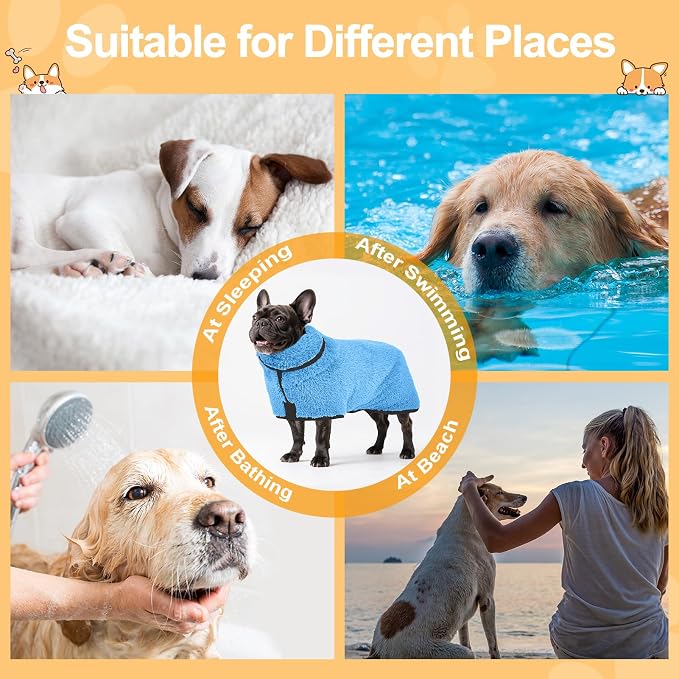 Bienbee Dog Bathrobe, Quick Drying Super Absorbent Dog Robes - Image 6
