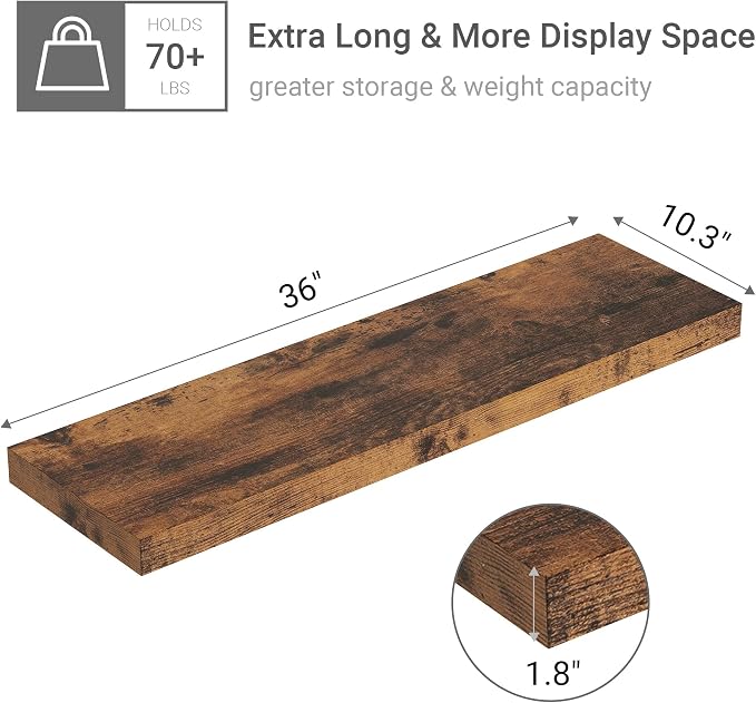 Vivelove Floating Shelves 10 inches Deep, 36x10 Shelves - Image 3
