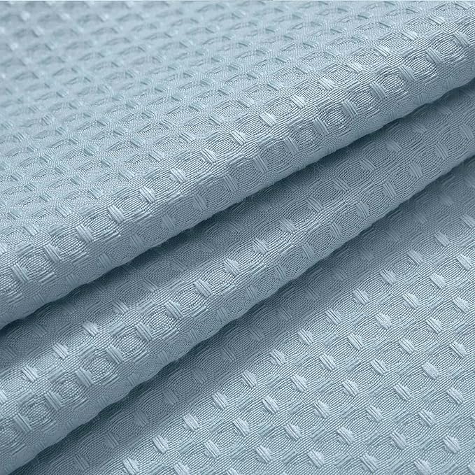 River Dream Heavyweight No Hooks Required Dotted Waffle Weave Shower Curtain - Image 5