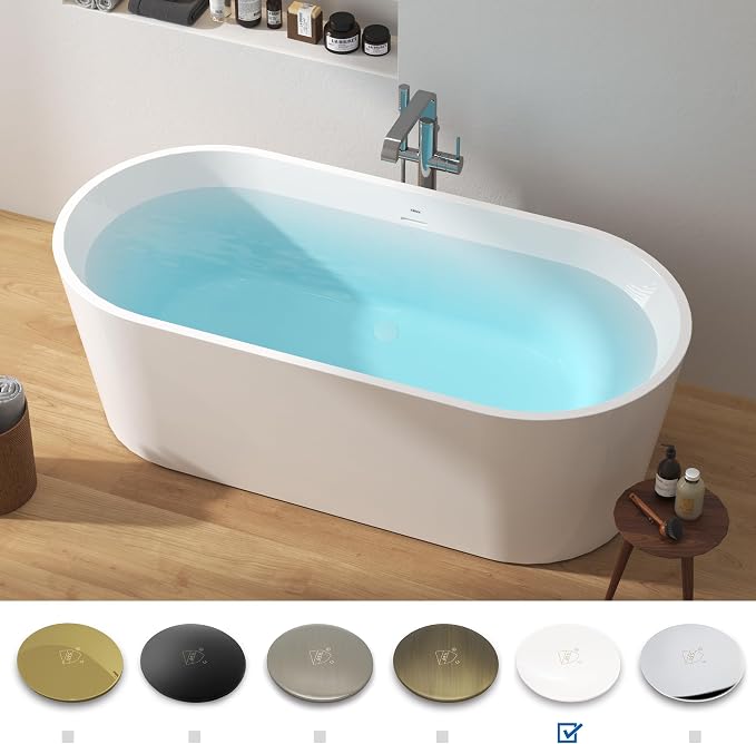 FerdY Shangri-La 67" Acrylic Freestanding Bathtub, Classic Oval Shape Acrylic - Image 4