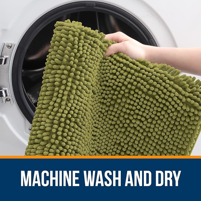 OLANLY Bathroom Rugs 36x24, Extra Soft Absorbent Chenille Bath Rugs, Rubber - Image 5