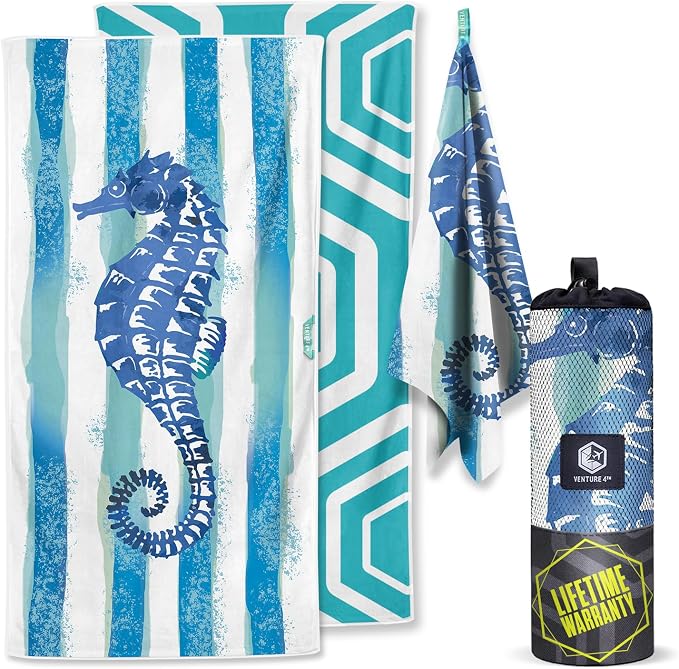 VENTURE 4TH Microfiber Beach Towel: Quick-Dry, Sandproof and Lightweight by VENTURE4TH
