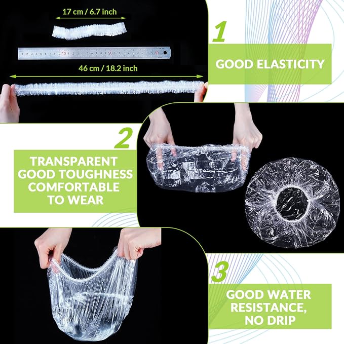 Retisee 2000 Pcs Disposable Shower Caps Bulk 18.2 Plastic Clear Hair Caps - Image 4