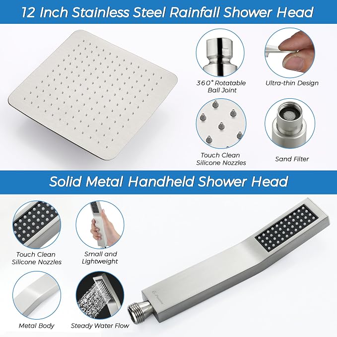 G-Promise All Metal 12 Inches Rainfall Shower Head - Image 7