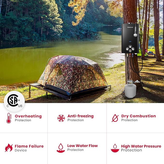 GASLAND 2.64GPM Propane Tankless Water Heater Outdoor 10L - Image 5