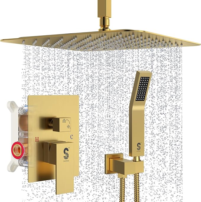 SR SUN RISE 16 Inch Ceiling Mounted Shower System Rain Mixer Shower Combo Set - Image 9