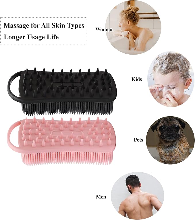 2 PC Silicone Body Scrubber, 2 in 1 Exfoliating Shower Bath Scrubber, Soft - Image 6