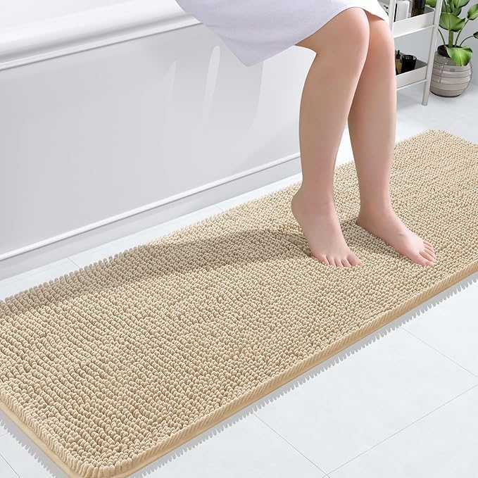 OLANLY Bathroom Rugs 59x20, Extra Soft Absorbent Chenille Bath Rugs, Rubber by OLANLY