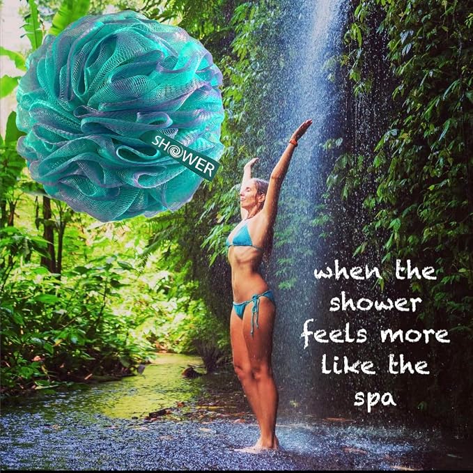 SHOWER BOUQUET Loofah-Bath-Sponge XL Swirl-Mix-Color 4-Pack // Extra-Large 75g - Image 5