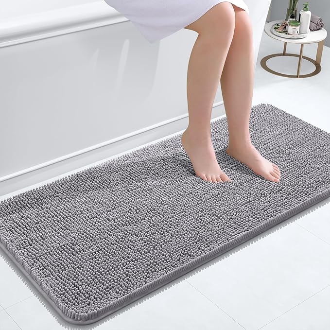 OLANLY Bathroom Rugs 47x20, Extra Soft Absorbent Chenille Bath Rugs, Rubber by OLANLY