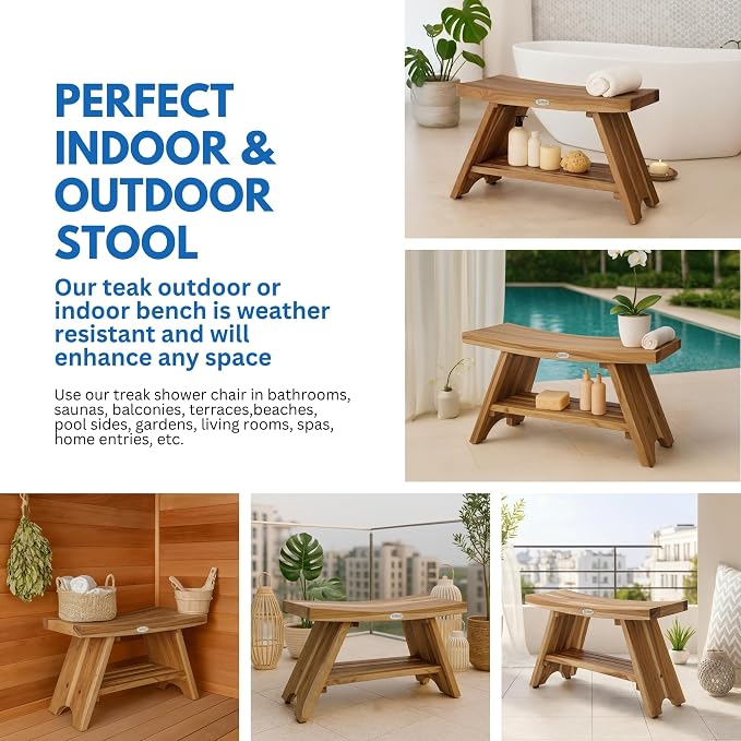 EcoDecors 35 Inch Serenity Teak Shower Bench – Waterproof Bathroom Seat - Image 10