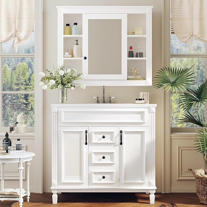 Merax 36" Bathroom Vanity with Sink, 36 inch Bathroom Vanity Storage Cabinet by Merax