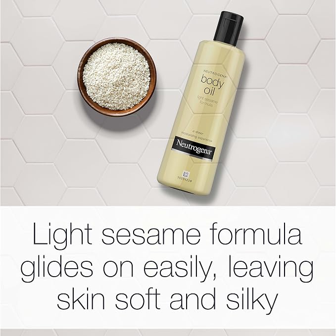 Neutrogena Body Oil Light Sesame Formula, 8.5 fl oz, Radiant Glow Moisturizer - Image 6
