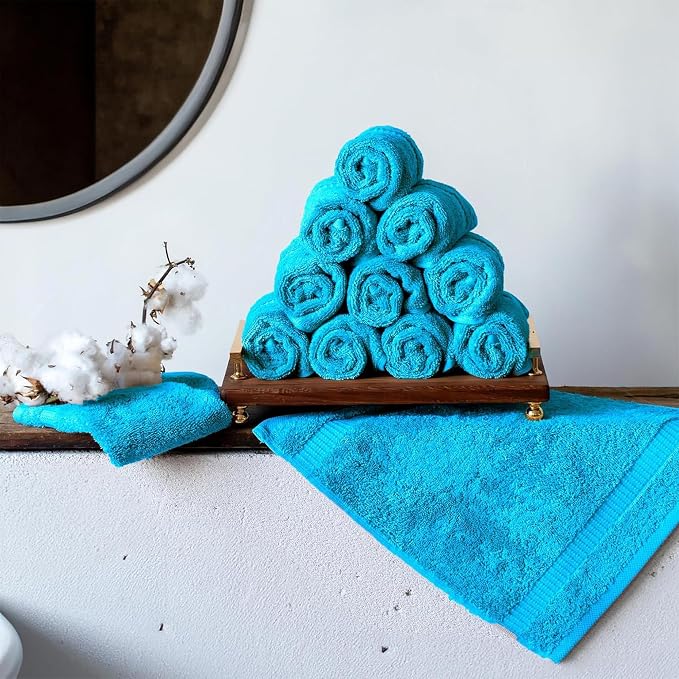 SALBAKOS 100% Turkish Cotton Washcloth Set of 12 13x13 inch | Heirloom Quality - Image 7