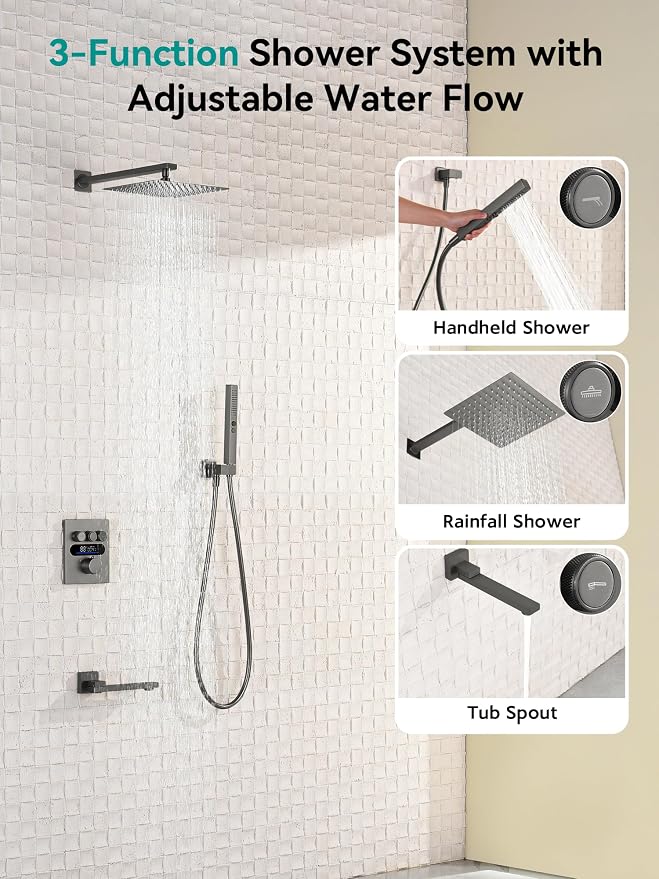 Lefton Shower System in Fahrenheit Display, 10” Overhead Shower Head - Image 2