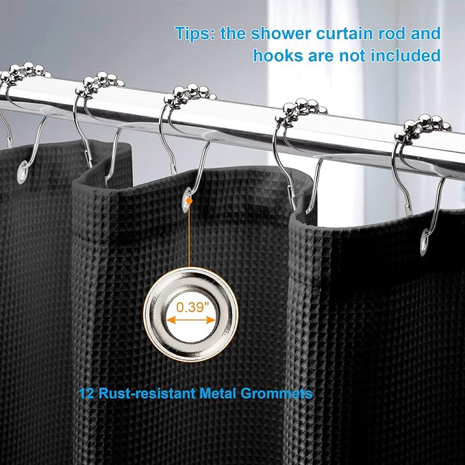 AmazerBath Waffle Shower Curtain, Heavy Duty Fabric Shower Curtains - Image 6