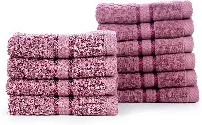 Ample Decor Grape Purple Wash Cloth Set of 10 100% Cotton - Image 7