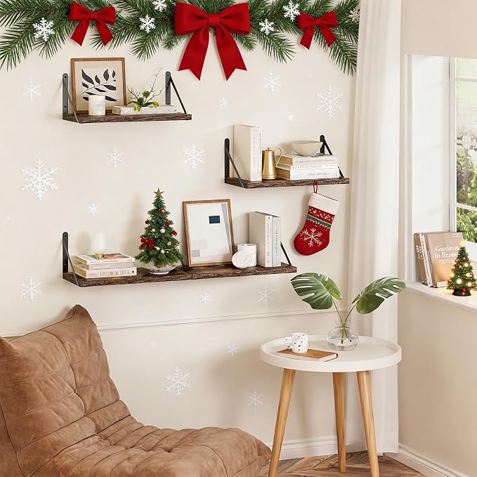 Heimlove 48 Inch Large Wall Bookshelves Set of 3, Wall Mounted Bookshelves - Image 9