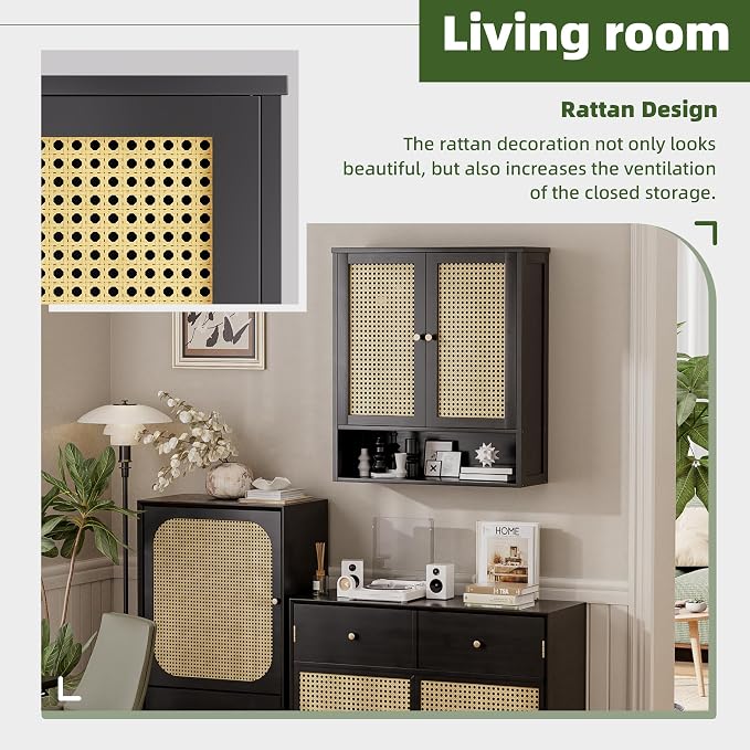 Bathroom Wall Cabinet, Bamboo Over-The-Toilet Storage Organizer - Image 6
