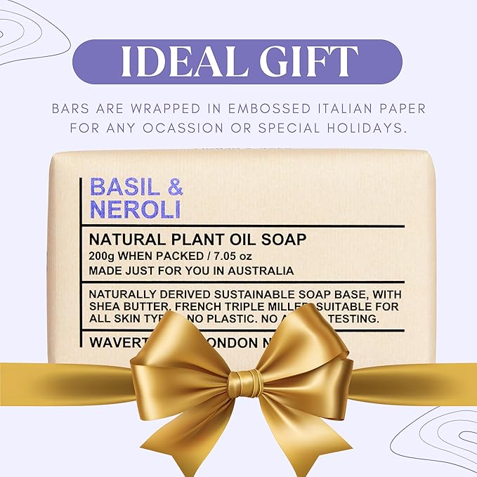 Wavertree & London Basil & Neroli Scented Natural Soap Bars, 7oz Moisturizing - Image 6