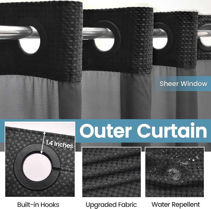 Long No Hook Shower Curtain - Image 5