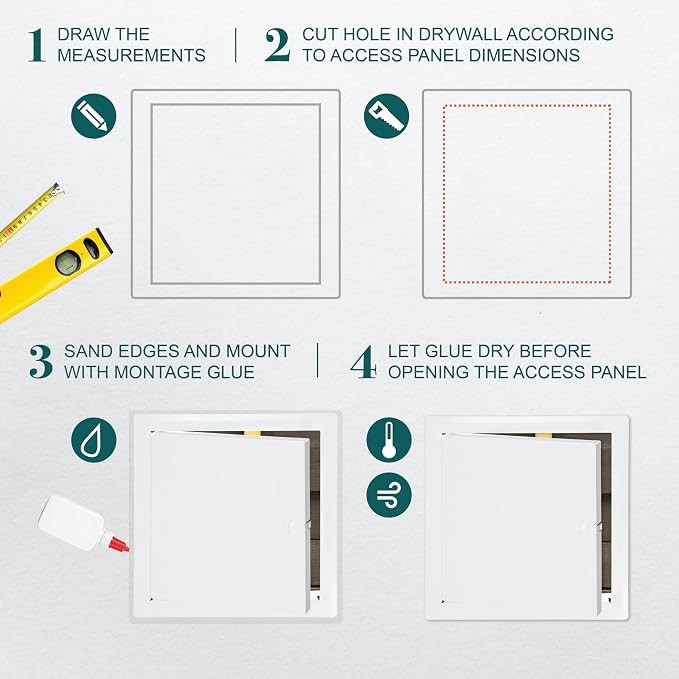 12" x 12" White Metal Access Panel. Service Shaft Door Panel. Plumbing - Image 3