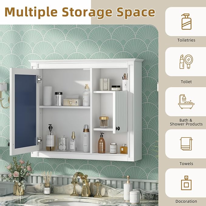 32'' White Bathroom Wall Cabinet - Image 5