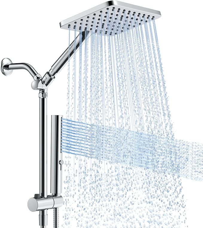 Shower Heads with Handheld Combo, 10 Inch High Pressure Rain Shower Head by HOMBETER