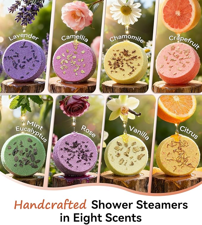Shower Steamers Aromatherapy Stocking Stuffers 8 Scents – Christmas Gifts - Image 2
